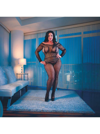 Calexotics Scandal Plus Size Full Length Lace Body Suit